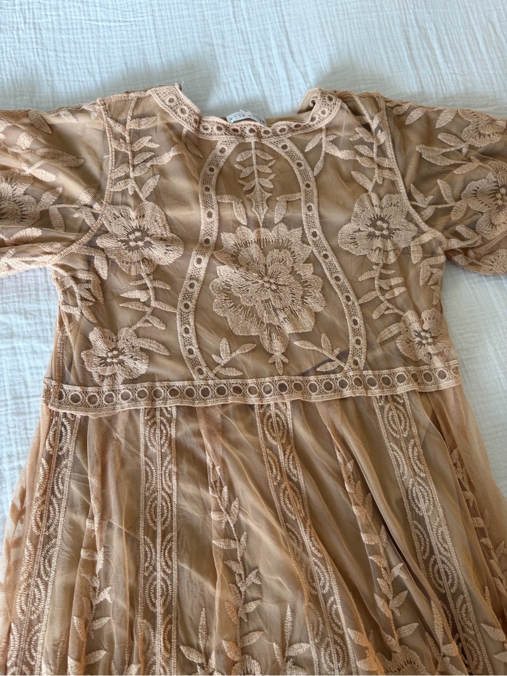 Bella Ella Boho Lace Midi Dress in Nude Blush - Picture 11 of 11